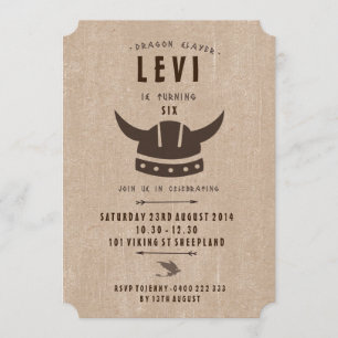 Invitación de cumpleaños Dragón y Viking