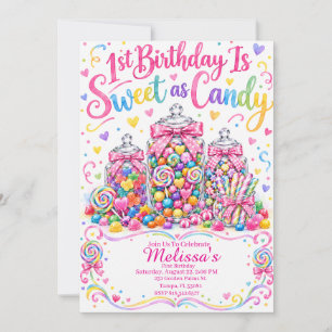 Invitación de cumpleaños dulce como caramelo para