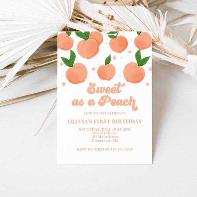 Invitación de cumpleaños Dulce como un Melocotón (Subido por el creador)