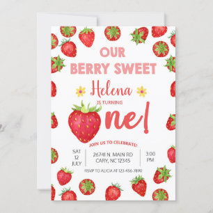 Invitación de cumpleaños dulce de fresas chica.