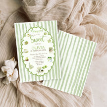 Invitación de cumpleaños dulce de matcha verde