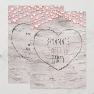 Invitación de Cumpleaños Dulces 16 con Corazón de