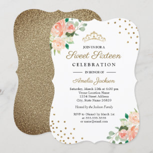 Invitación de Cumpleaños Dulces Dieciséis Peach Go