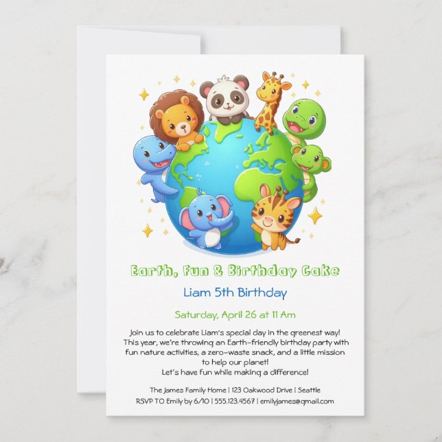 Invitación de cumpleaños ecológica (Anverso)