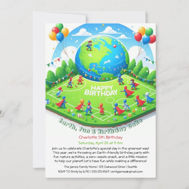 Invitación de cumpleaños ecológica (Anverso)