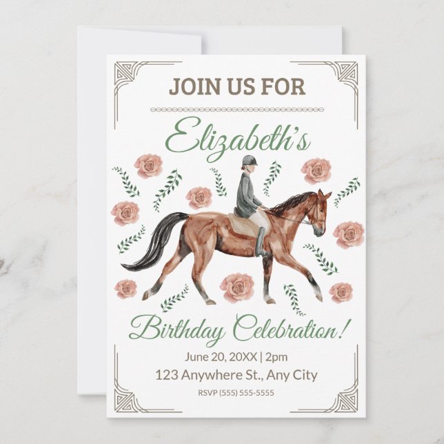 Invitación de Cumpleaños Ecuestre (Anverso)