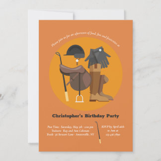 Invitación de cumpleaños ecuestriana de elementos