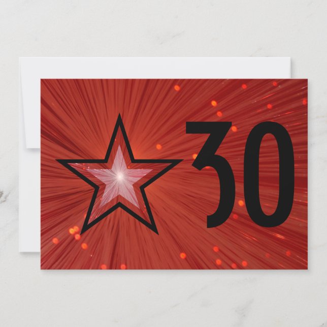 Invitación de cumpleaños 'Edad' Estrella Roja dors (Anverso)