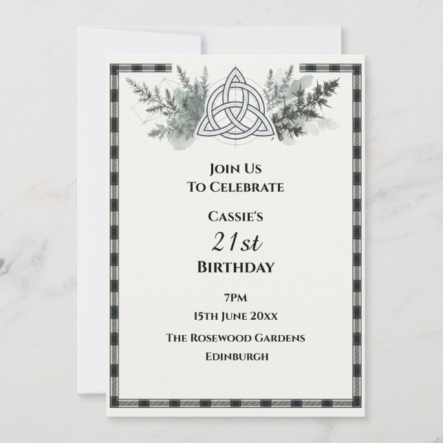 Invitación de cumpleaños editable Celtic Knot (Anverso)