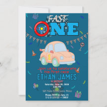 Invitación de cumpleaños editable coche de carrera