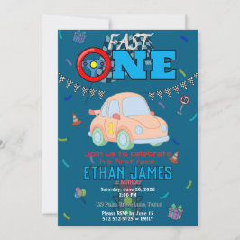 Invitación de cumpleaños editable coche de carrera