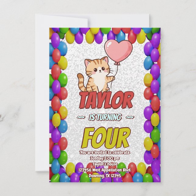 Invitación de cumpleaños editable con temática de  (Anverso)
