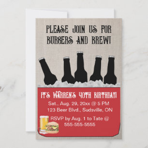 Invitación de cumpleaños editable de cerveza y ela