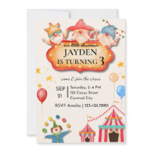 Invitación de cumpleaños editable de circo