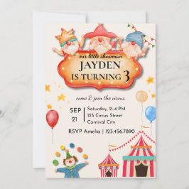 Invitación de cumpleaños editable de circo