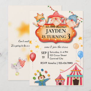 Invitación de cumpleaños editable de circo