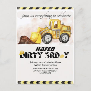 Invitación de cumpleaños editable de construcción 