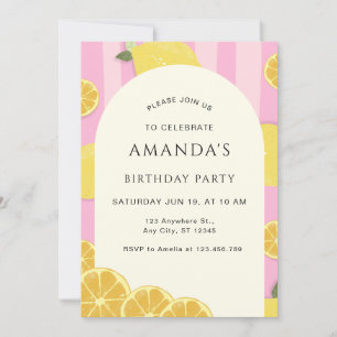 Invitación de cumpleaños editable de limonada rosa