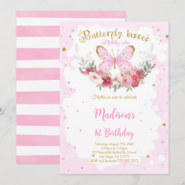 Invitación de cumpleaños editable de mariposa