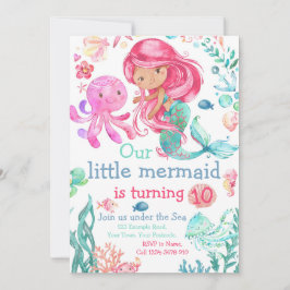 Invitación de cumpleaños editable de Mermaid, Invi