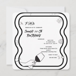 Invitación de cumpleaños editable dibujada a mano