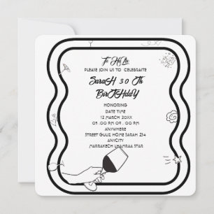 Invitación de cumpleaños editable dibujada a mano