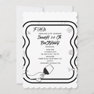 Invitación de cumpleaños editable dibujada a mano