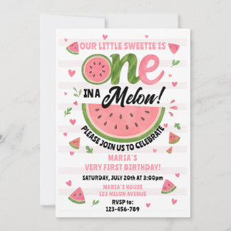 Invitación de cumpleaños editable 'One in a Melon'