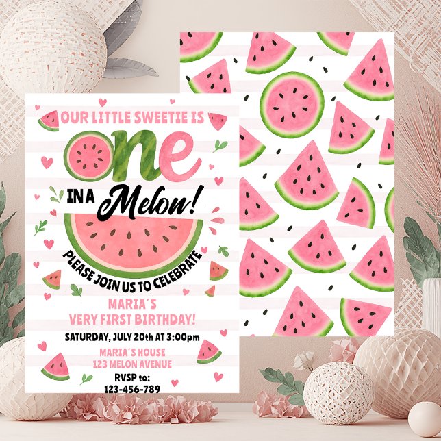 Invitación de cumpleaños editable 'One in a Melon' (Subido por el creador)
