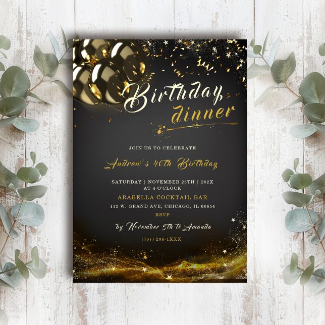 Invitación de cumpleaños editable para cena (Subido por el creador)