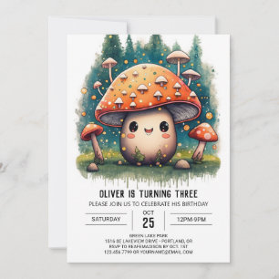 Invitación de cumpleaños editable para hongos sens