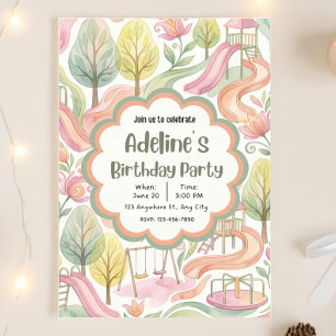Invitación de cumpleaños editable para niña en par