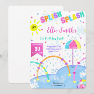 Invitación de cumpleaños editable para Splash Pad