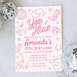 Invitación de cumpleaños editable para vaquera del
