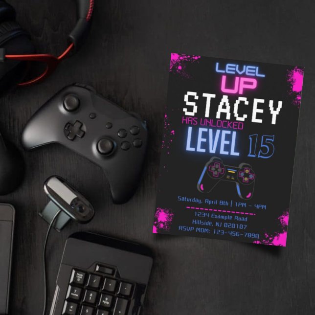 Invitación de cumpleaños editable para videojuegos (Subido por el creador)