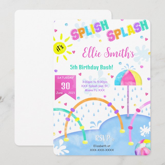 Invitación de cumpleaños editable para zona de jue (Anverso / Reverso)