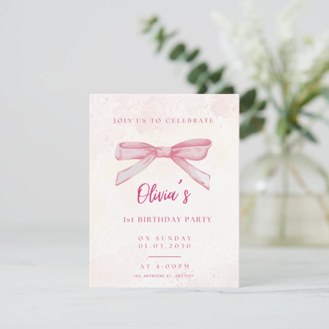 Invitación de cumpleaños editable personalizada  (Anverso de pie)