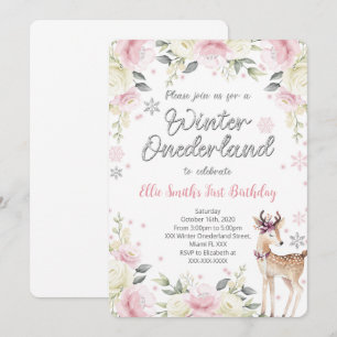 Invitación de cumpleaños editable Winter Wonderlan