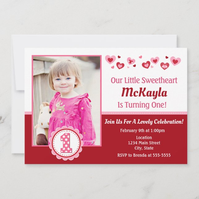 Invitación de cumpleaños el día de San Valentín Pr (Anverso)