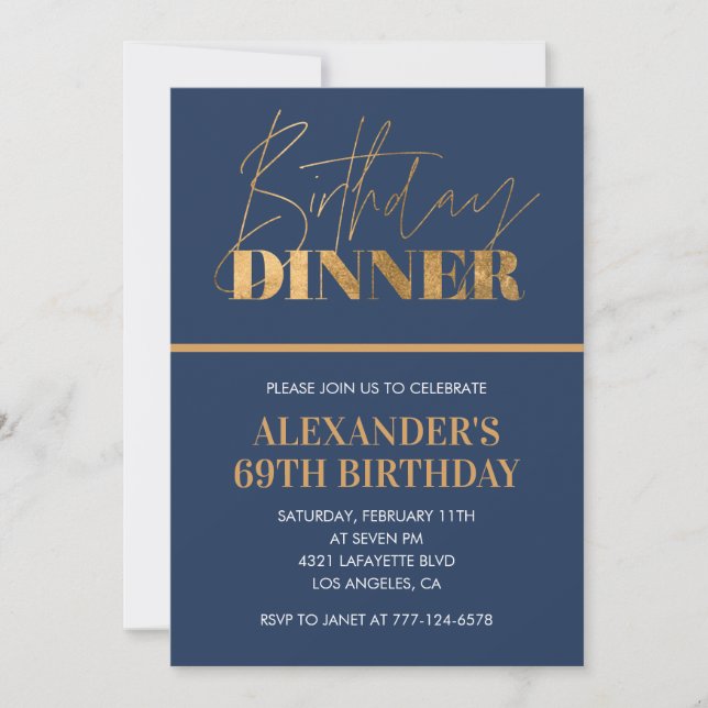 Invitación de cumpleaños elegante 69 Cumpleaños Ce (Anverso)