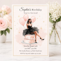 Invitación de cumpleaños Elegante Blush