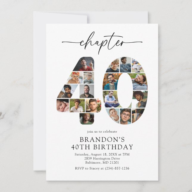 Invitación de cumpleaños elegante capítulo 40 40 (Anverso)