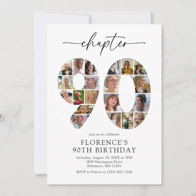 Invitación de cumpleaños elegante capítulo 90 (Anverso)