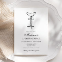 Invitación de cumpleaños elegante con copa de cham