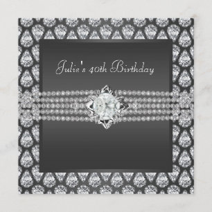 Invitación de cumpleaños elegante con diamantes pa