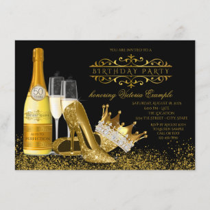 Invitación de cumpleaños elegante con fondo negro