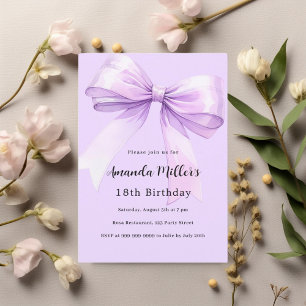 Invitación de cumpleaños elegante con lazo de lava