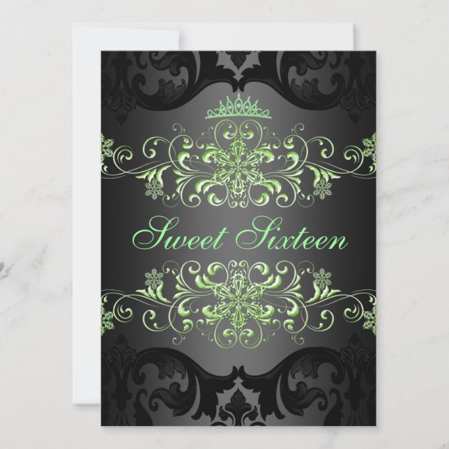 Invitación de cumpleaños elegante damasco tiara du (Anverso)