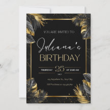 Invitación de cumpleaños elegante de color negro y