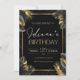 Invitación de cumpleaños elegante de color negro y